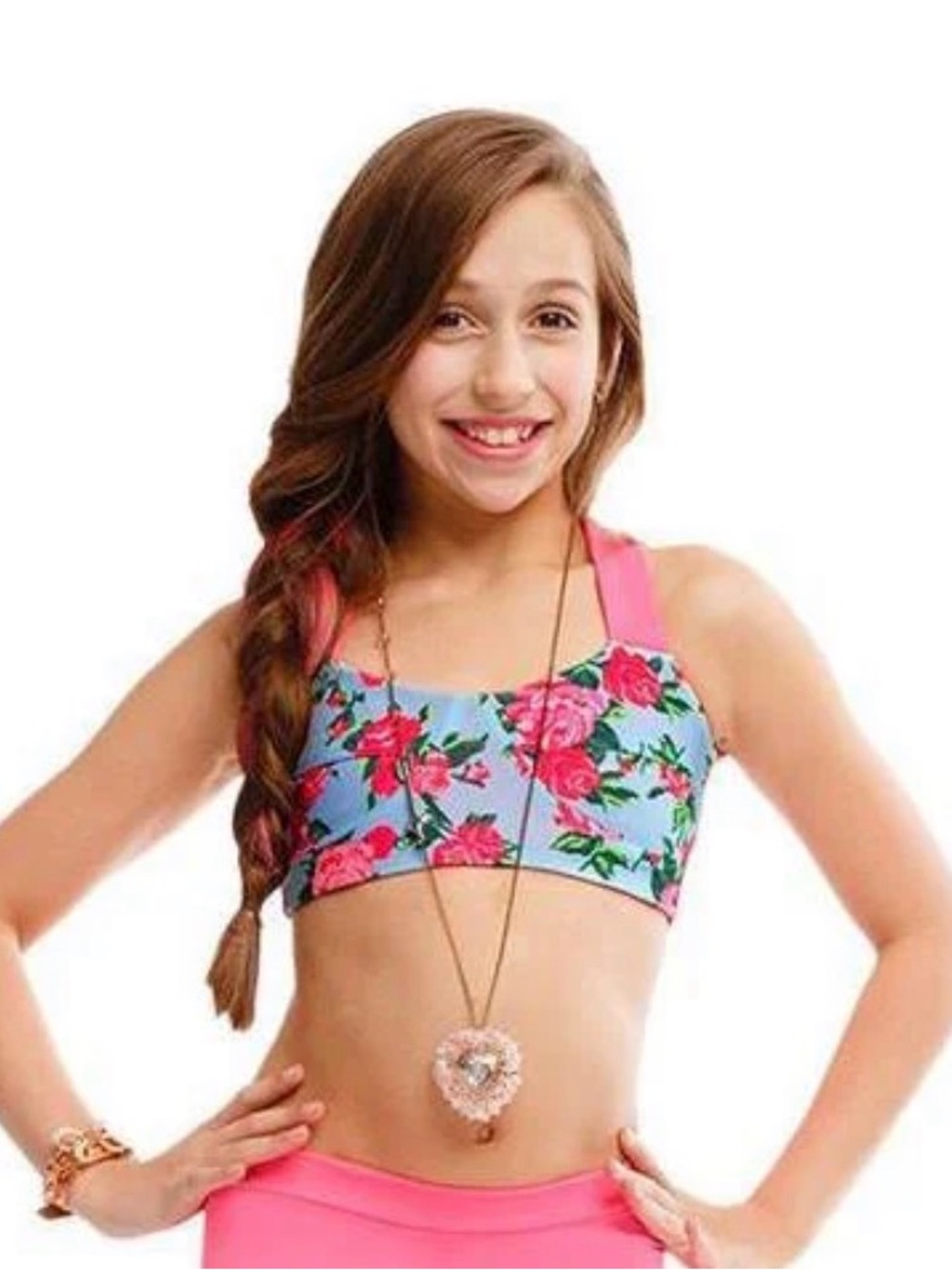 NWT Betsey Johnson x Capezio Floral Light Blue and Pink Bra Top